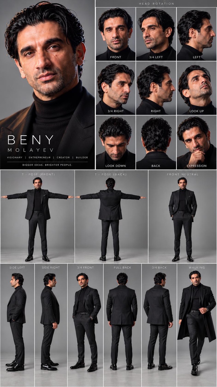 Beny Molayev wearing a black jacket and turtleneck